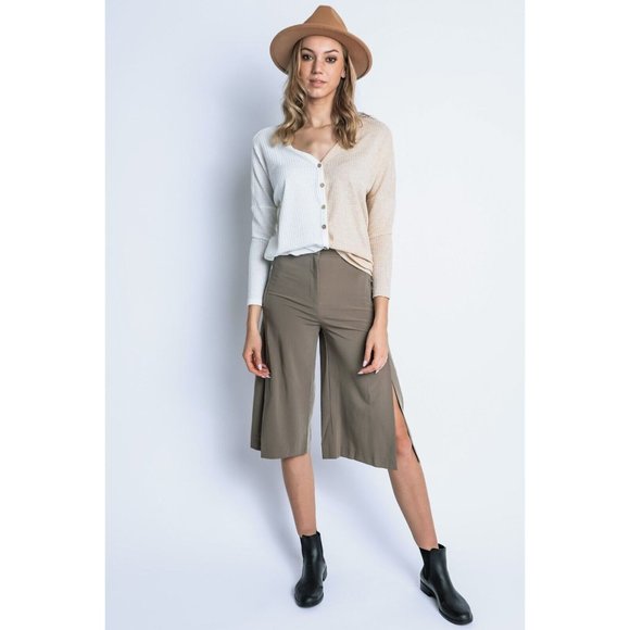 Women's Wide Leg Pants with Side Slit - Comfortable and Stylish - Picture 7 of 10